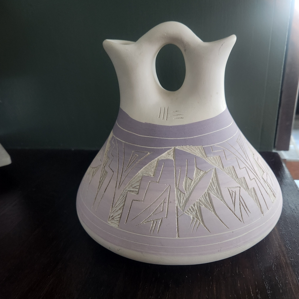 Vintage Navajo Elegant Purple and White Ceramic Wedding Vase